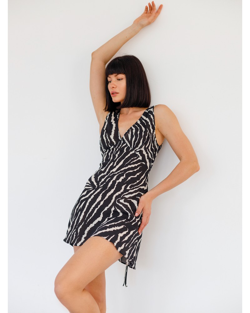 Платье мини шелкоевое в цветок